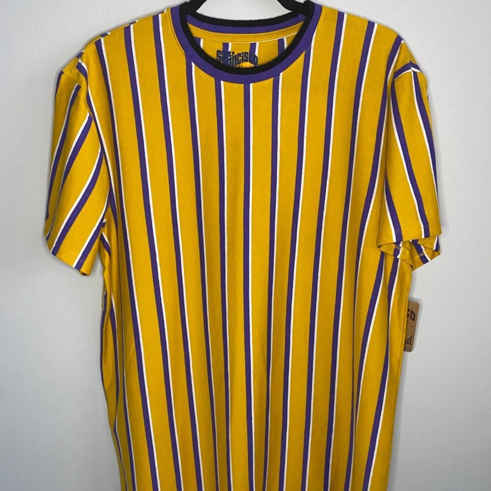 Oversized Mustard Striped T-Shirt